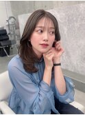 黒髪韓国小顔レイヤーイメチェン暗めオリーブグレークラゲヘアー