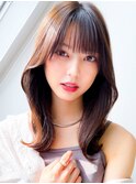 韓国風くびれミディ透明感ミルクティーベージュレイヤー夏カラー