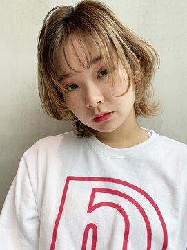 アルバム 銀座(ALBUM GINZA) カジュアルウルフ_外ハネボブアッシュブラウンネオウルフ_36997