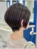 くびれショート白髪ぼかしハイライトダブルカラーブリーチカラー