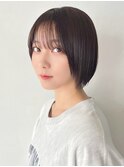 ショートボブ_グレーベージュレイヤーロング前髪パーマ_9659