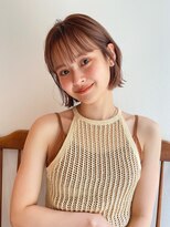 似合わせ小顔ボブ×ベージュカラー デザインカラー