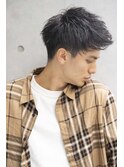 小久保styleフェザーパーマグレーブルーカラー刈り上げショート
