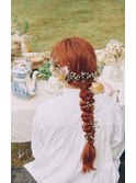 特別な日のアレンジ＊生花を使った編みおろしstyle