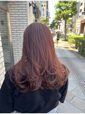 レイヤーカット×レッドブラウン
