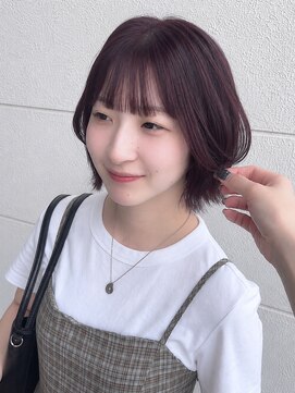 ヘアーデザイン グランツ 平成店(hair design Granz) Cassis Red × ぱつっとボブ
