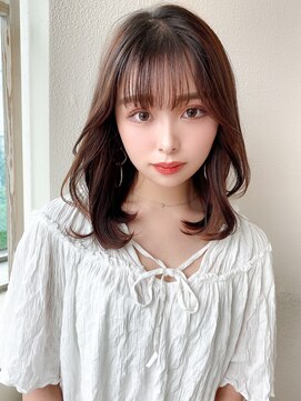 アフロート ディル(AFLOAT D'L) みきな丸顔カバー韓国風顔まわりミディアムレイヤー20代30代人気