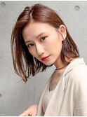 大人可愛いブラウンボブ/20代30代40代/外ハネ/ボブ