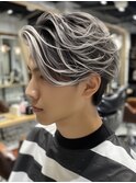 xメンズバレイヤージュ/ブルーブラック/韓国マッシュ