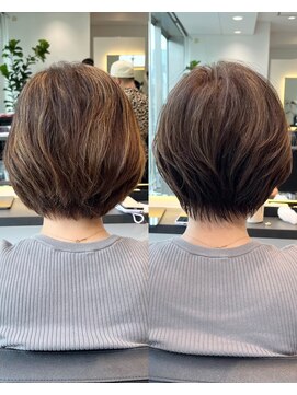 バンプ ギンザ(BUMP GINZA) 30代40代50代絶壁解消ひし形ショート白髪ぼかし透明感カラーER