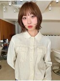 ミルクティーベージュ/レイヤーボブ/韓国巻き/顔周りカット/銀座
