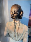 【リボンカチモリ】結婚式銀座お団子タイトヘアセットアレンジ
