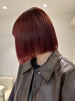 ベレーザ 川越(Beleza)&nbsp;ba17652_ワインレッドハイトーンカラー透明感艶切りっぱなしボブ