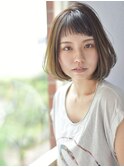 オン眉 ボブ 大人かわいい 透明感アッシュ 艶髪 髪質改善