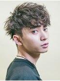 スーツ短髪ツーブロック束感モテるパーママッシュ黒髪束感