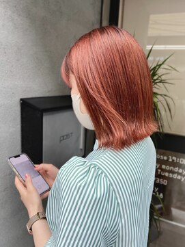 スイート ヘアデザイン(Suite HAIR DESIGN) 《Suite》ピンクオレンジ ボブ ダブルカラー