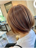 ライトブラウン×ボブ
