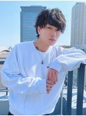 ツーブロックモテる黒髪束感パーマ