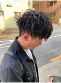 マッシュ×スパイラルパーマツーブロック刈り上げ