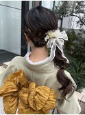 着物　ヘアセット　ロング　編み下ろし　サイド編み込み　大阪