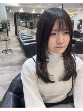 ダル 渋谷/表参道(DAL.) イメチェンインナーカラー顔周りレイヤー美髪パッツン前髪寒色