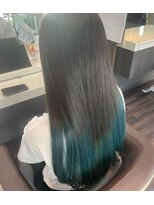 エノモト(ENOMOTO) 透明感ブリーチグリーングラデーションカラー×髪質改善ロング