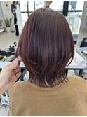 レイヤーカット/レイヤーボブ/くびれヘア/ピンクカラー