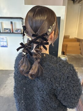 ムード マグ レーベル 南松本(MOOD Mag Label) 冬結婚式ヘアセット◎大人可愛い編みおろし×ベロアリボン