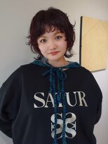 ユー セント(yew scent)&nbsp;ワインレッド×ショートウルフパーマ