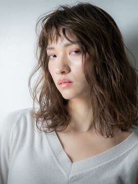 カバーヘア イヴ 戸頭店(COVER HAIR EVE) ベージュ系カラーx無造作パーマの小顔ロブz戸頭20代30代40代