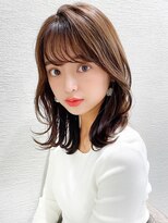 ラルユー 金山(LallYou)&nbsp;くびれヘア/ショコラベージュ/ミディアムヘア/ベビーバング