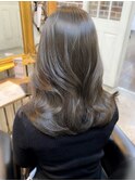 ブリーチなしグレーブラウン 冷棕色 韓国風くびれヘア レイヤー