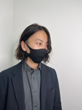 ゴデーレ(GODERE) メンズパーマ黒髪暗髪センターパート無造作セット20代30代