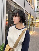 カフ(CAF)&nbsp;CAF FUKO 黒髪ボブ/くるくるパーマ/ぱっつん前髪/大阪/心斎橋