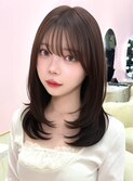 前髪&顔周りカット×美人艶ブラウンベージュカラー髪質改善f