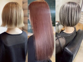 クレエ ヘアー デザイン(creer hair design)の写真/ツヤ感の溢れる透明感カラーが人気*ブリーチもお任せを!カラーとの相性を考えた髪質改善トリートメント◎
