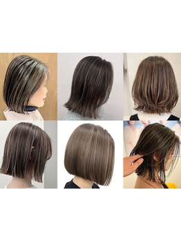 【藤沢駅/ハイライト】白髪を自然になじませ、上品な透明感を生む大人の白髪ぼかしハイライト。