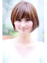 ロエナ(ROENA) ハッシュカットフルバングレッドブラウン似合わせカット前髪