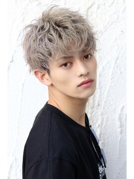 ネイビー(NAVY) メンズ ハイトーン ブリーチ ダブルカラー クリアミルクティー