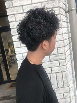 クレスト 草津店(CREST) マッシュツーブロックメンズパーママッシュウルフメンズカット