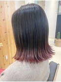 10代20代30代大人可愛い艶感アッシュピンク裾カラー