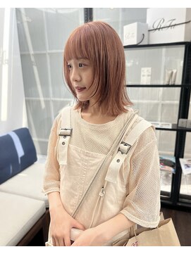 トレス(TRESS) ウルフ風ロブ/レイヤー/ブリーチカラー/オレンジベージュ