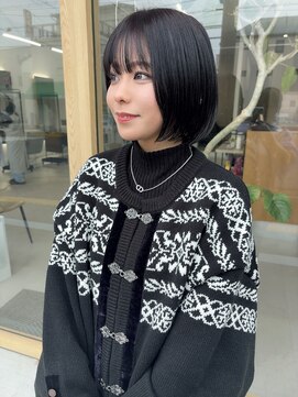 ミリ 奈良店(mm) 暗髪ボブ/近鉄奈良/顔まわり/ブルーブラック/奈良/髪質改善/前髪