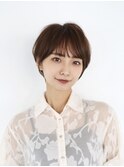 30代40代50代耳かけショートボブ前髪あり丸みショート白髪ぼかし