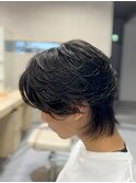 ニュアンスパーマ毛流れセンターパート韓国センター分けウルフ