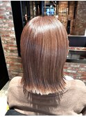 白髪が目立たないハイライトベージュ【白髪染め】ピンクブラウン