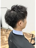 王道アップバングショート×ピンパーマ