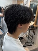 メンズウルフフェザーパーマ毛流れセンターパート千葉駅保立大翔