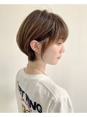 丸みショートボブ/レイヤー/20代30代40代50代/顔周りカット