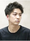 爽やか大人メンズビジネス×ツーブロック×アップバング